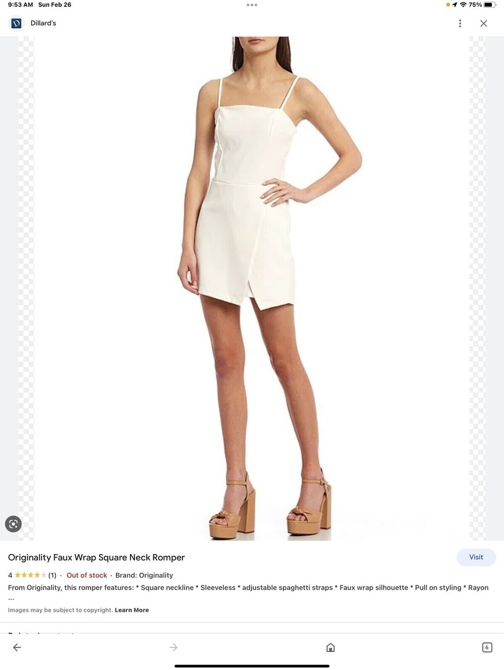 Originality Faux Wrap Square Neck Romper New w/tags XL